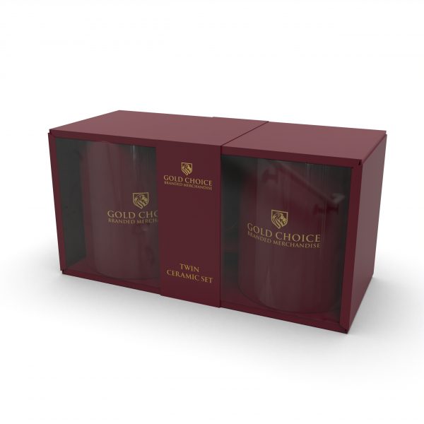 11oz Twin Ceramic Mug & Coaster Set
